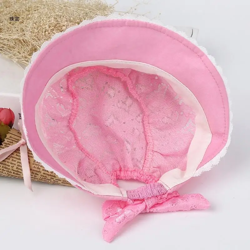 

X5QE Baby Toddler Infant Girl Hollow Out Lace Bowknot Bucket for Sun Hat Adjustab