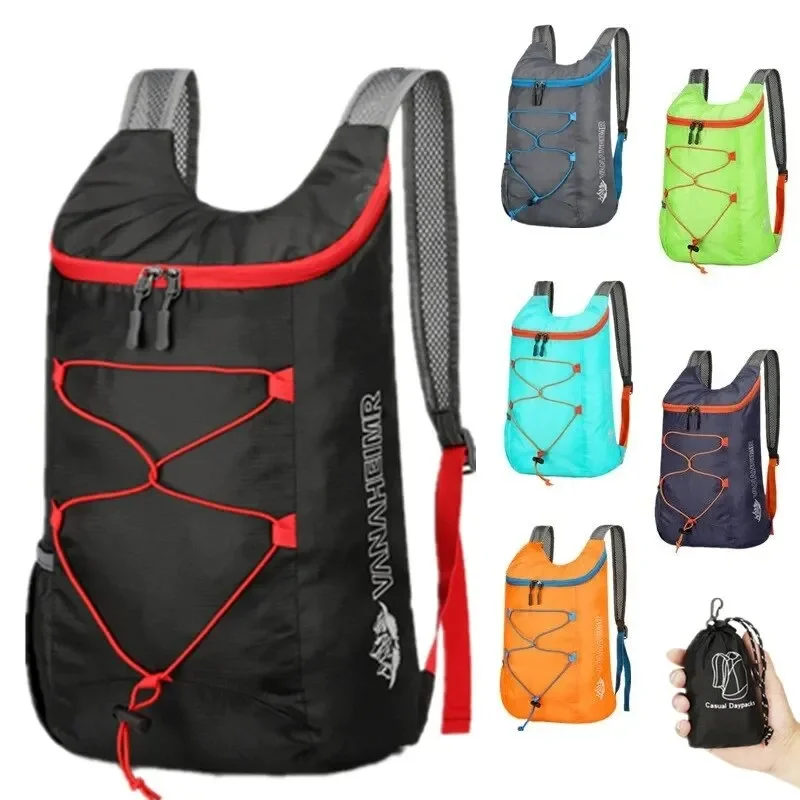 Folding Backpack Lightweight Multifunctional Outdoor High Density Waterproof Nylon Fabric for Camping Hiking Travel