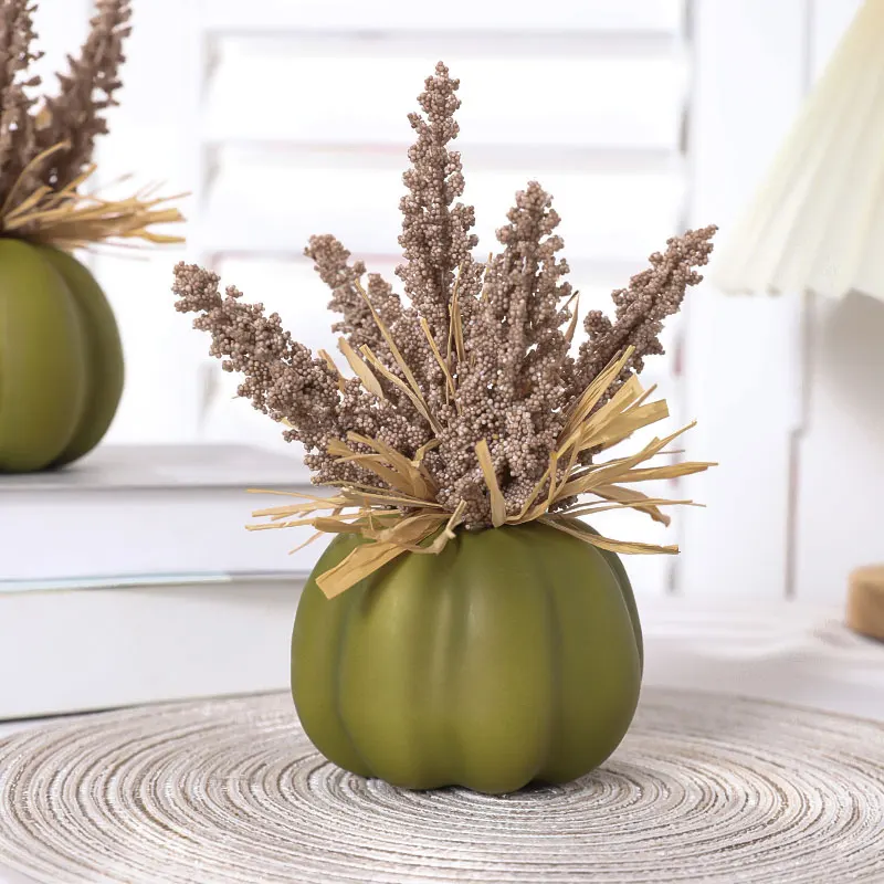 1PC Kürbisdekoration, Nachahmung von Schaumstoffperlen Lafite Grass, Halloween Harvest Festival Kürbis, Herbst Indoor Home Office Desktop – Detail 2
