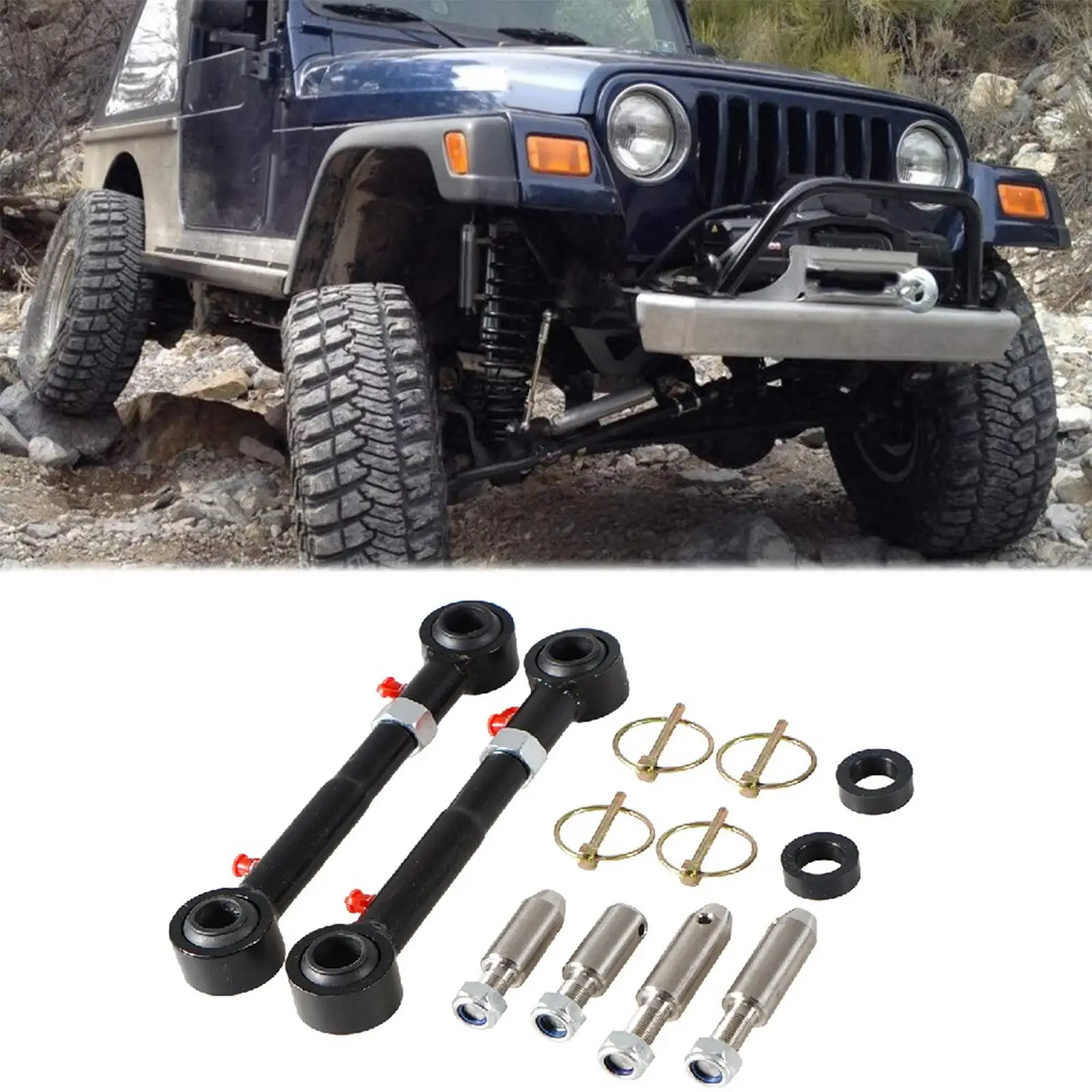 Adjustable Front Sway Bar Links Disconnects Stainless Steel for Jeep Wrangler JK Jku 2/4 Doors 2007-18 Parts Replaces Car car parts front sway bar links
