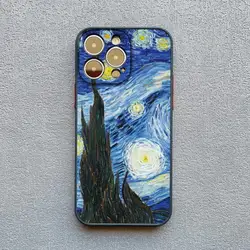 Vintage Van Gogh Oil Painting Shockproof Phone Case Cover - iPhone 12 Pro (Black YHFG 1)
