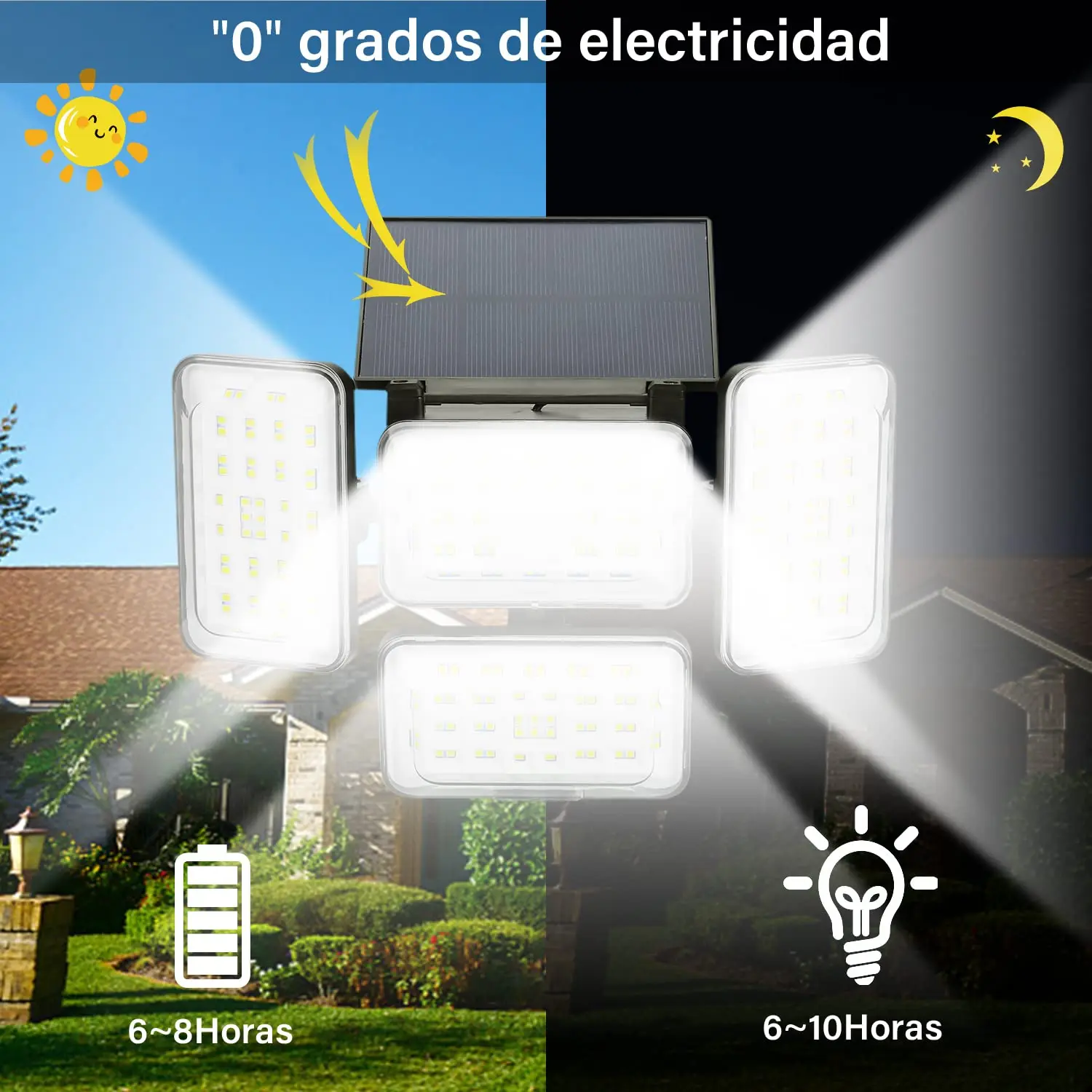 4Heads Bright 242 LED Outdoor Solar Powered Motion Sensor Lamps For Garden Adjustable Interaction Wall Light With Remote Control