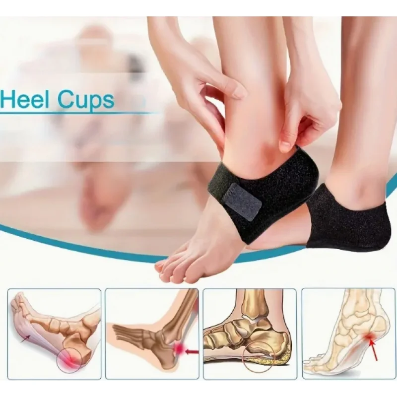 1 Pair Black Heel Pads - Soft Breathable Textured Heel Protectors with Ergonomic Design, Targeted Arch & Heel Cushioning