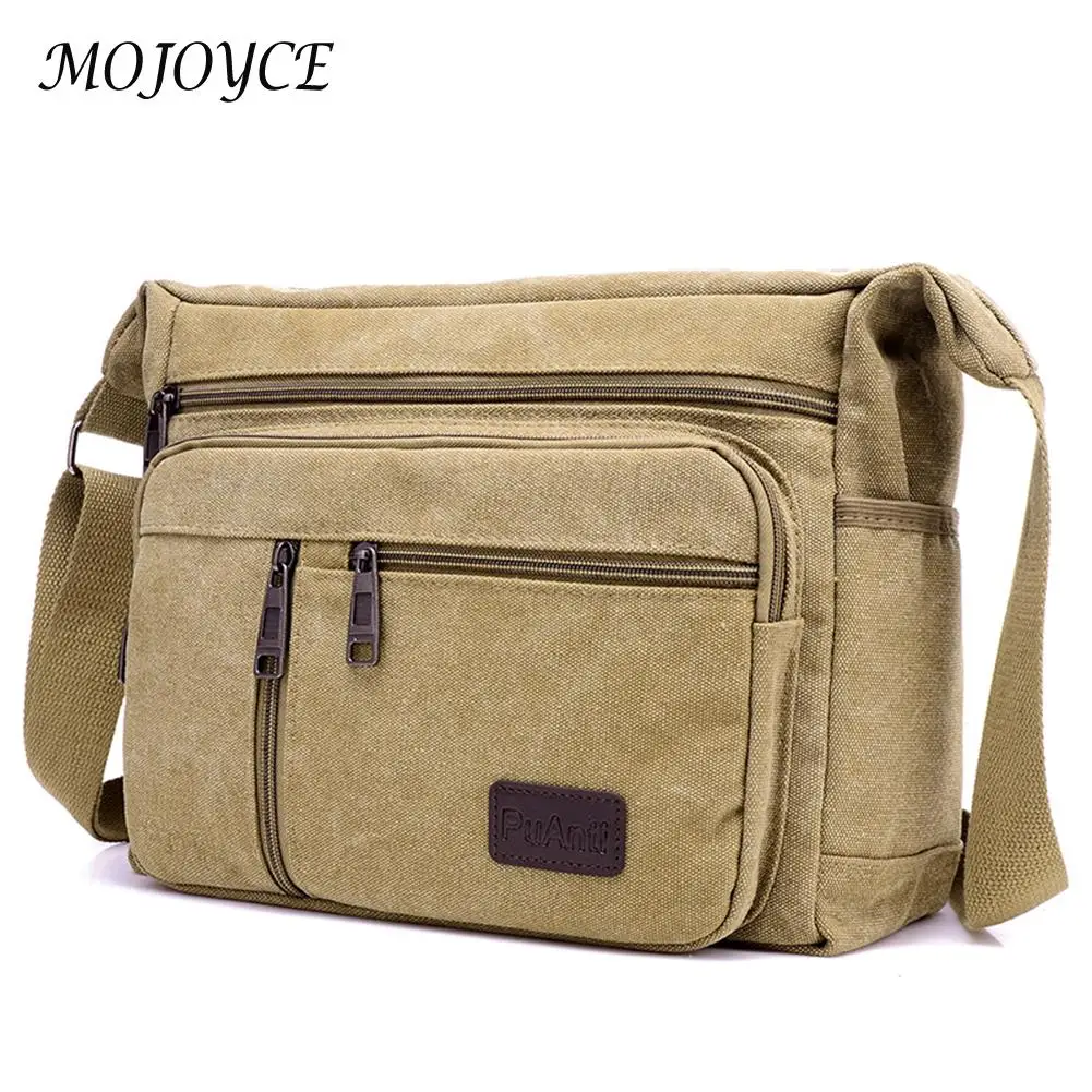 Men Canvas Shoulder Bags Casual Tote Fashion Multi Pocket Travel Male