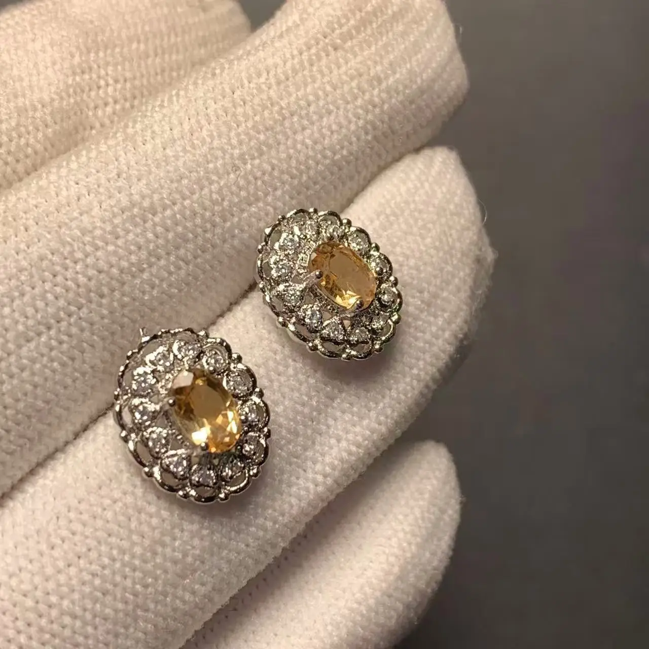 5*3MM Natural Citrine Stud Earrings For Women Real stainless steel Vintage Femme Gift Prevent Allergy Fine Jewelry Stone