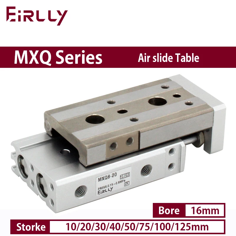 

MXQ16 series air slide table dual rod rail pneumatic cylinder bore 16mm stroke 10-125mm MXQ16-30 MXQ16-50A/AS/AT/B/BS/BT