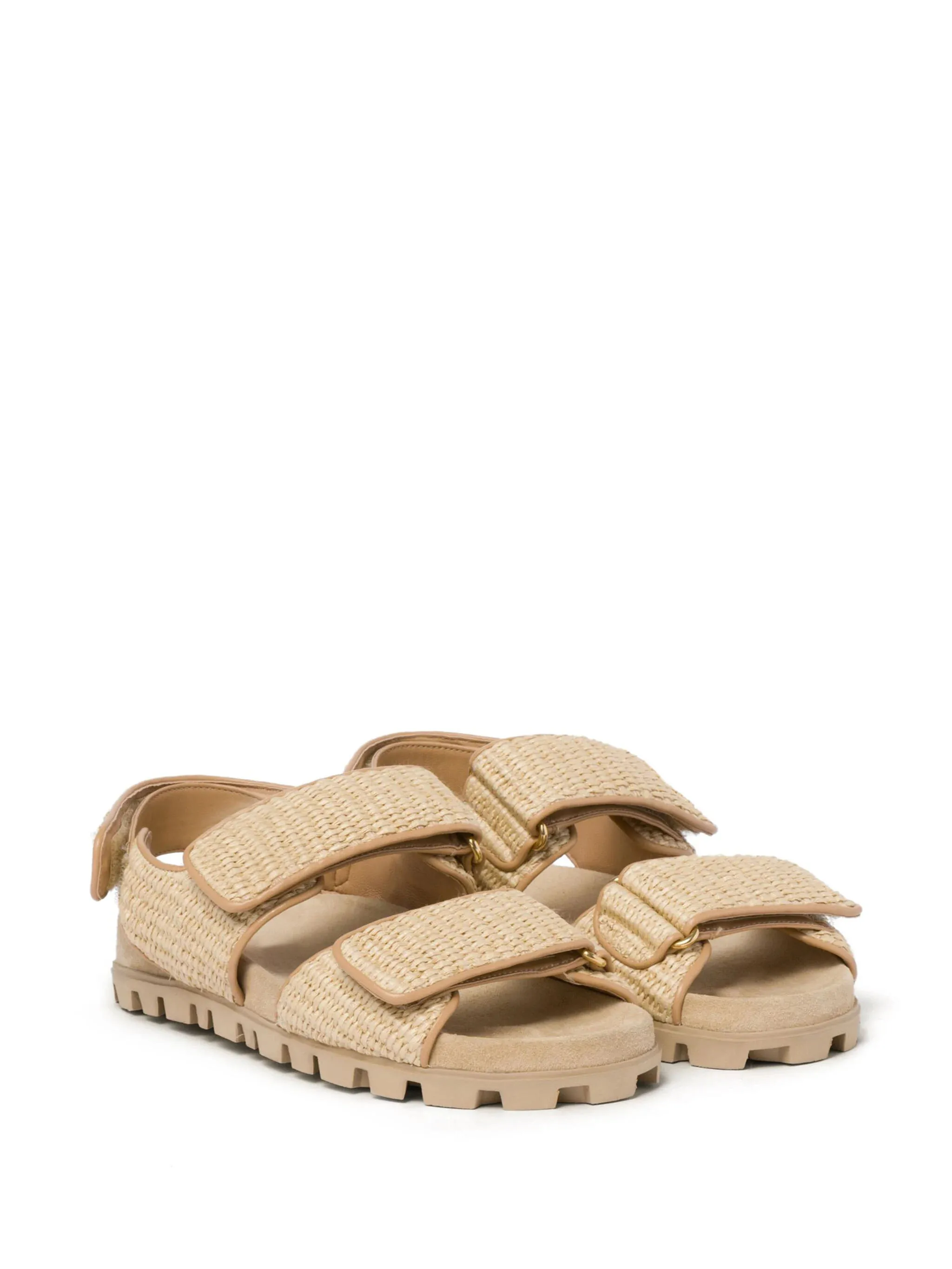 

Double Straps Woven Sandals Raffia Woven Fabric Shoes
