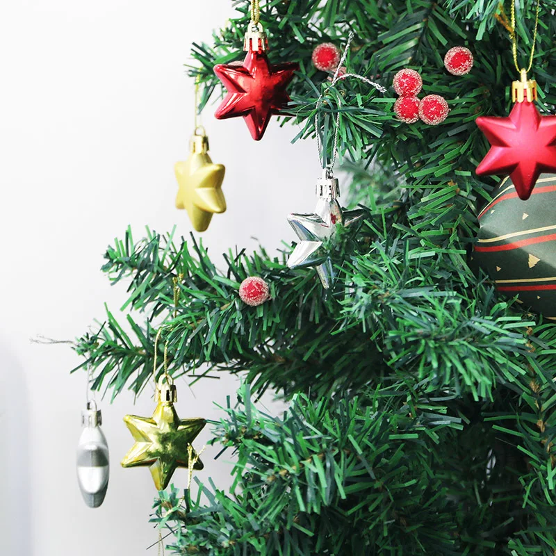 (12 Pcs/pack) 5cm Christmas Pendant Star Xtmas Tree Ball Pendant Electroplated Plastic Matte Mixed Decoration Accessory Party