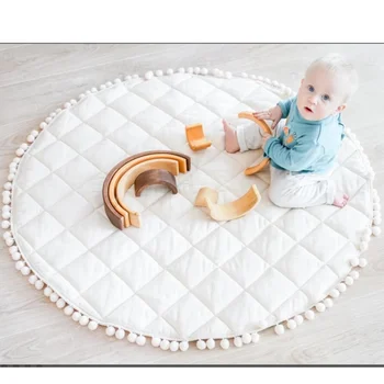 Baby Play Mat 39 x 39 Inch Cotton Crawling Cushion Cotton Nursery Rug Large Thick Soft Washable Folding Floor Mat Nursery Decor