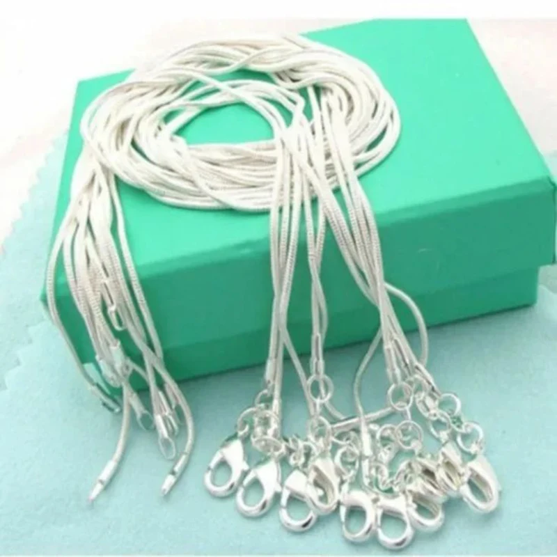 

10PCS 925 Sterling Silver 1MM Snake Chain Necklace Jewelry for Man Women Wedding Charms Wedding for Pendant