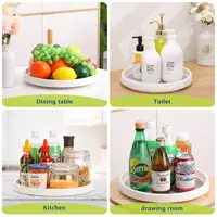 ถาดหมุนกันลื่นแบบหมุนได้เดี่ยว สำหรับจัดระเบียบเครื่องเทศในครัว ตู้เก็บของ ห้องน้ำ ตู้เย็น 6