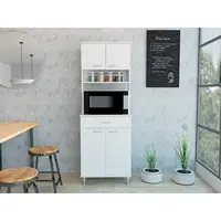 Della 60 Kitchen Pantry with Countertop, Closed & Open Storage White 1