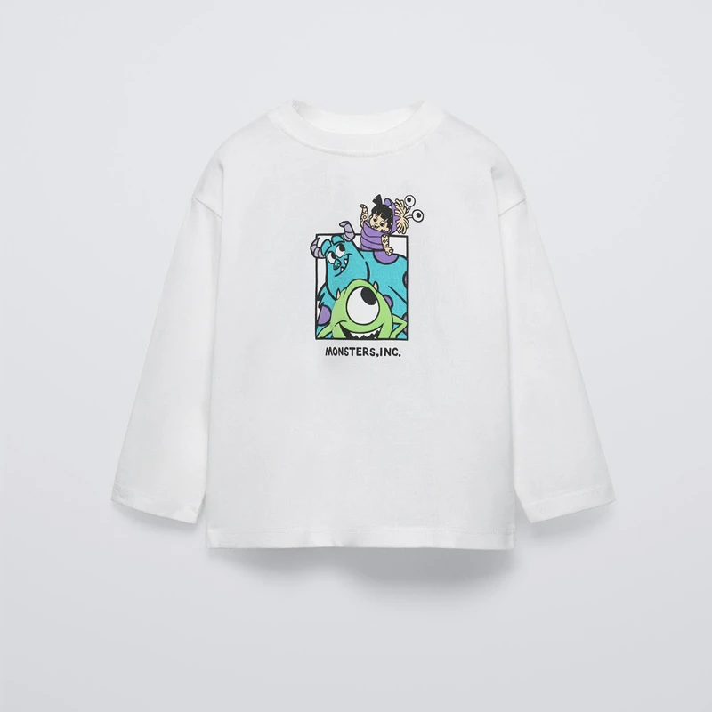 Disney Clothing Boys Long-sleeved TShirt Cartoon Monster Print Tees 0-6Age Children Cute Versatile Tees Baby Round Neck Tops 3