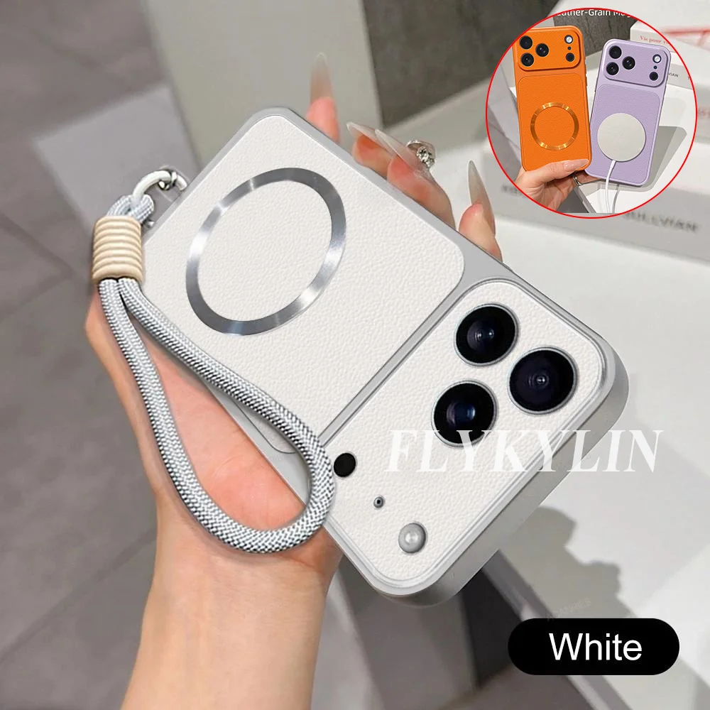 Litchi Texture Protective Phone Case with Magnetic Attraction and Hanging Rope