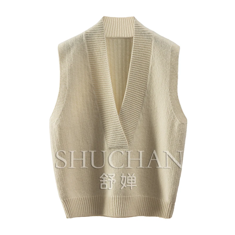 

new yak sweater vest V-Neck Thick （Winter) LOOSE knitted vest for women chalecos mujer invierno 2023 vintage sweater