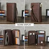 Litchi Patterned Cow Leather RFID Anti-theft Metal Double Zipper Combination Lock Travel Passport Bag  Clutch Bag Long Wallet 2