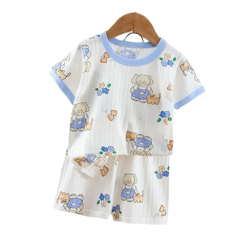 Summer Children's Clothing Boys Girls Short-sleeved Shorts Suit Baby T-shirt + Pants Pure Cotton Clothes Set kids clothing set