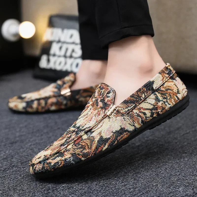 Man Printing Loafers Summer Shoes Men Walking Casual Light Canvas Shoes Male Breathable Fashion Flat Slip-on Footwear Sneakers 2