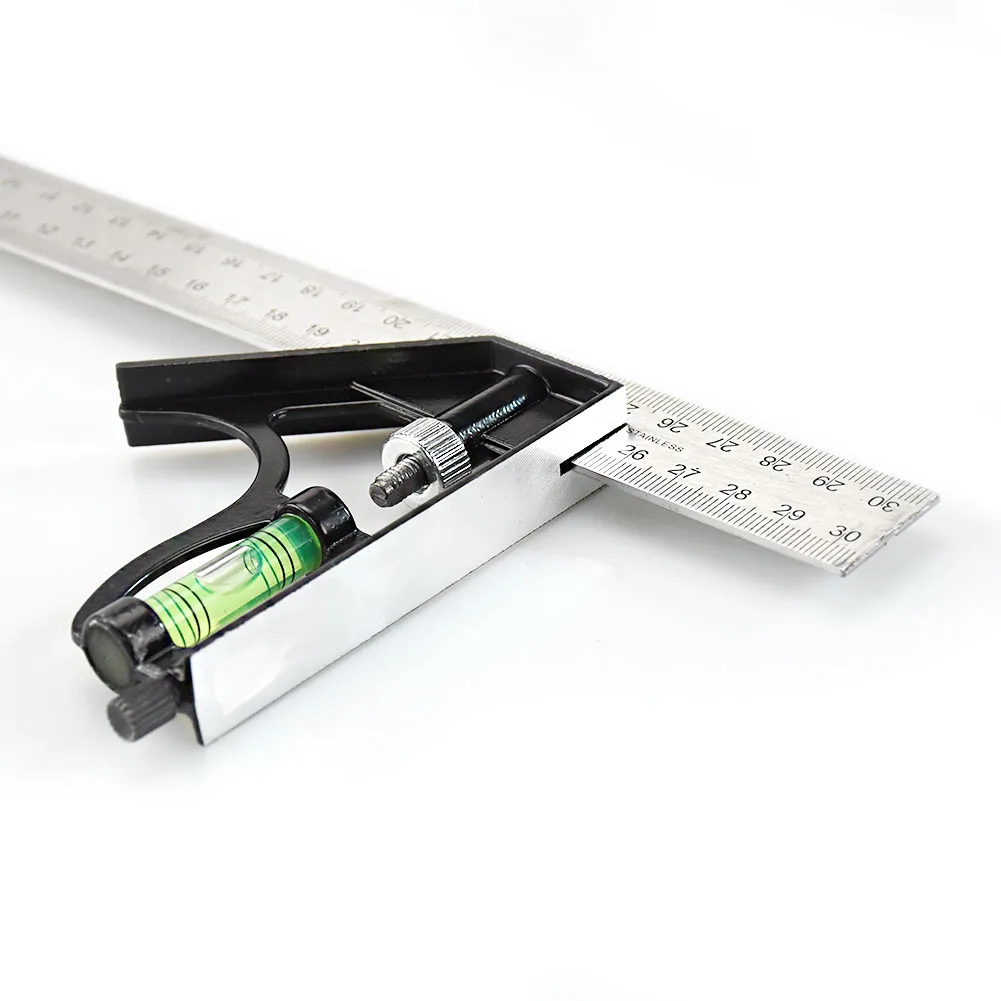 For 300mm Stainless Steel Multifunctional Combination Square 45 Degree Right Angle Ruler Woodworking Square