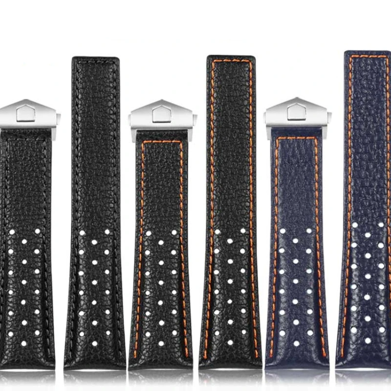 Cinturino Per Orologio In Pelle Bovina 22Mm Per Tag Heuer Super Calila Monaco Heritage Series Pieghevole Litchi Pattern Accessori In Vera Pelle