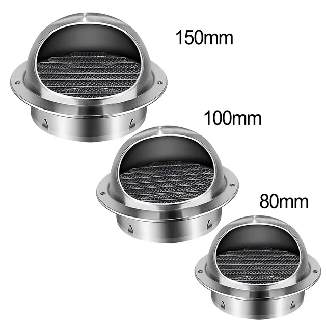 80/100/150mm Stainless Steel Wall Ceiling Air Vent Ducting Ventilation Exhaust Grille Cover Outlet Heating Cooling Vents Cap 5