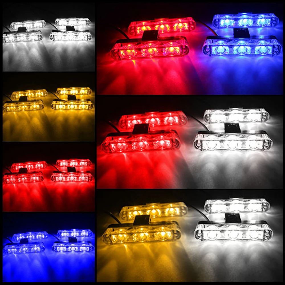 4 In 1 Red Blue Emergency Strobe Lights Police Lights With