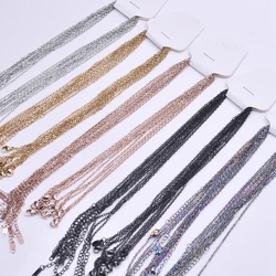 Stainless Steel Unisex Link Chain Necklace - 10pcs, High Quality Choker Collar, Width 1.6/2mm - 1.6mm (Rainbow)