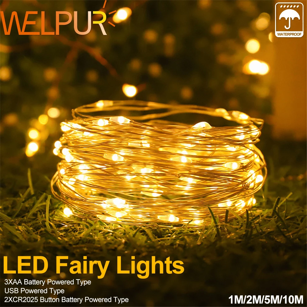Led Fairy Lights Copper Wire String 1/2/5/10m Garlands Outdoor Led