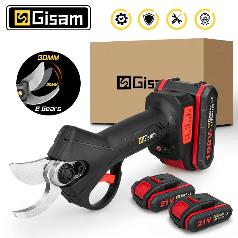 GISAM Tesoura de Poda Elétrica, design sem fio, podador de galhos e bonsai, ferramenta de jardinagem compatível com bateria recarregável Worx