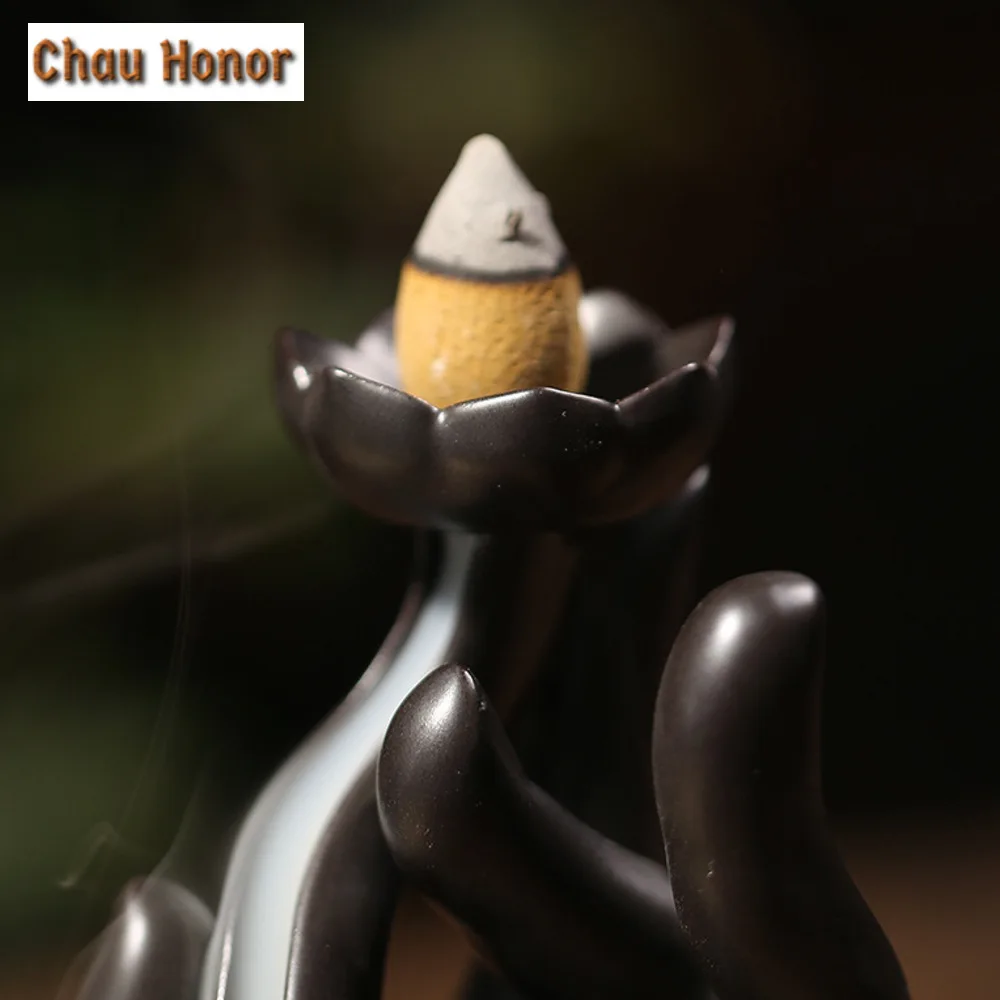 Creative Buddha's Hand Backflow Incense Holder Handmade Mist Smoking Steamers Scented Aromatic Candles Teaware Accessories Craft