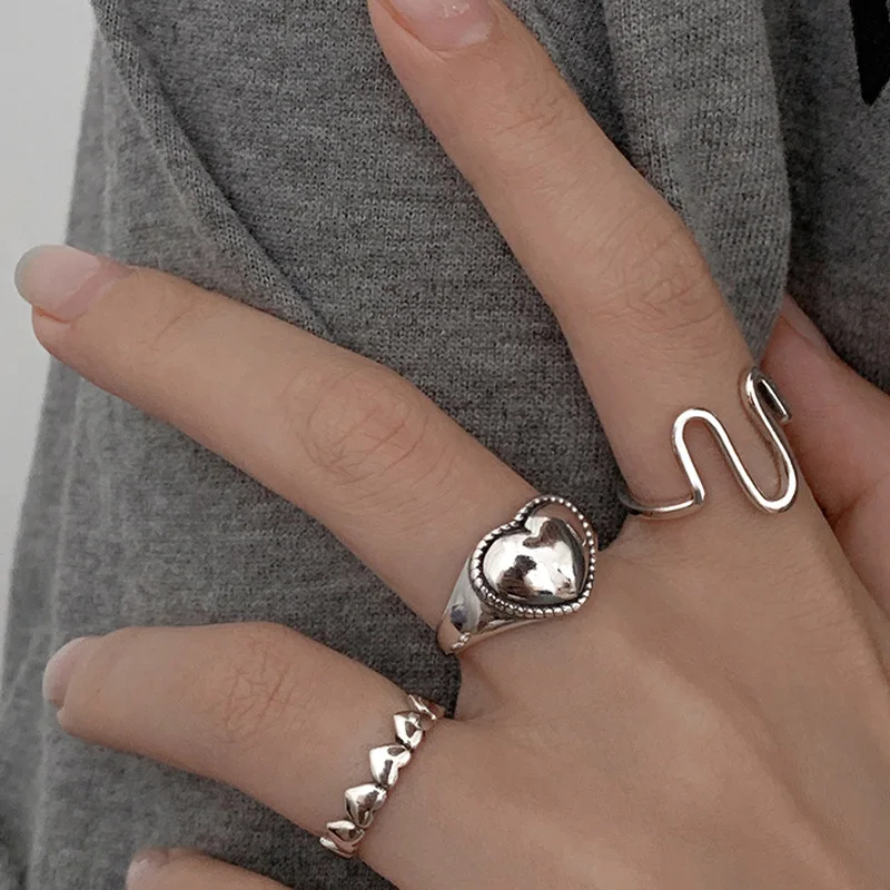 New Fashion Exaggerated Distorted Lines Geometric Rings Set Party Jewelry Minimalist Jewelry 2022 New Fashion