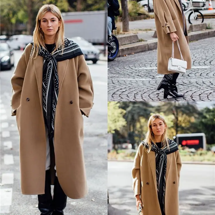 

Winter Women Woolen Coat Vintage Casual Notched Lapel Loose Long Jacket Custom Made Daily Streetwear Dresses
