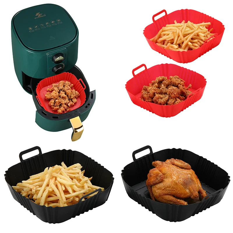 

Square Silicone Air Fryer Baking Mat Oven Tray Cooking Semi-finished Food Baskets Reusable Non-stick Pot Air Fryer Accessories
