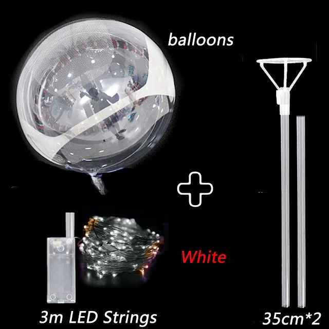 Kit de globos inflables transparentes luminosos coloridos con luz LED Bobo y palo para decoración de fiestas de cumpleaños y bodas de Navidad