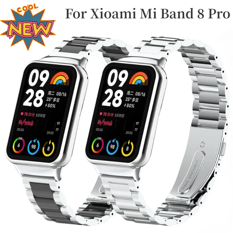 

Металлический ремешок для Xiaomi Miband 8 Pro, сменный Браслет из нержавеющей стали для наручных часов Miband 8 Pro