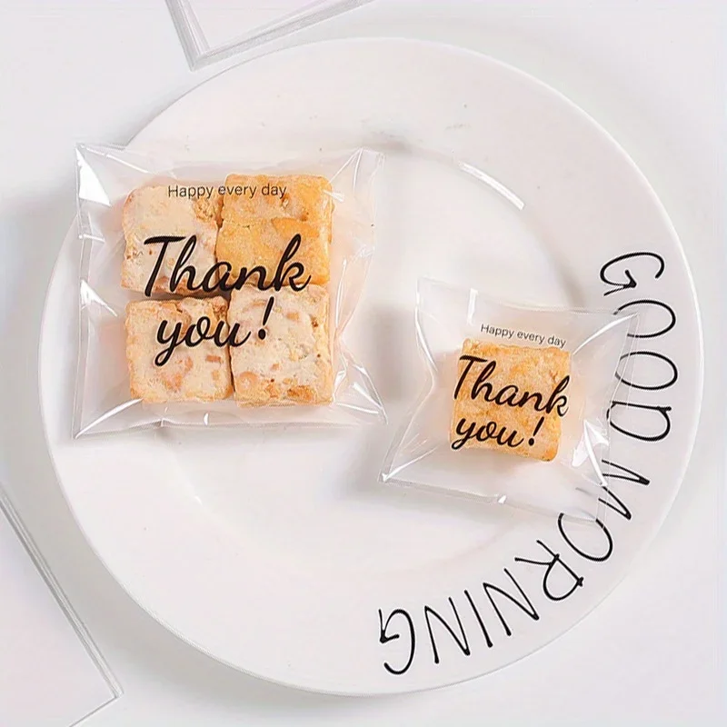 100 Stück 2 Größen Dankeschön bedruckte Geschenktüten, kleine selbstdichtende Opp-Beutel für Geschenke, Geschenk-Süßigkeitsverpackungsbeutel, Geschenkdekorationstasche – Detail 3