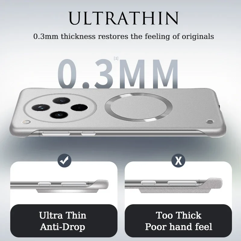 Matte Thin Metallic Paint Frameless Case with Metal Ring and Anti-Fingerprint Hard Shell