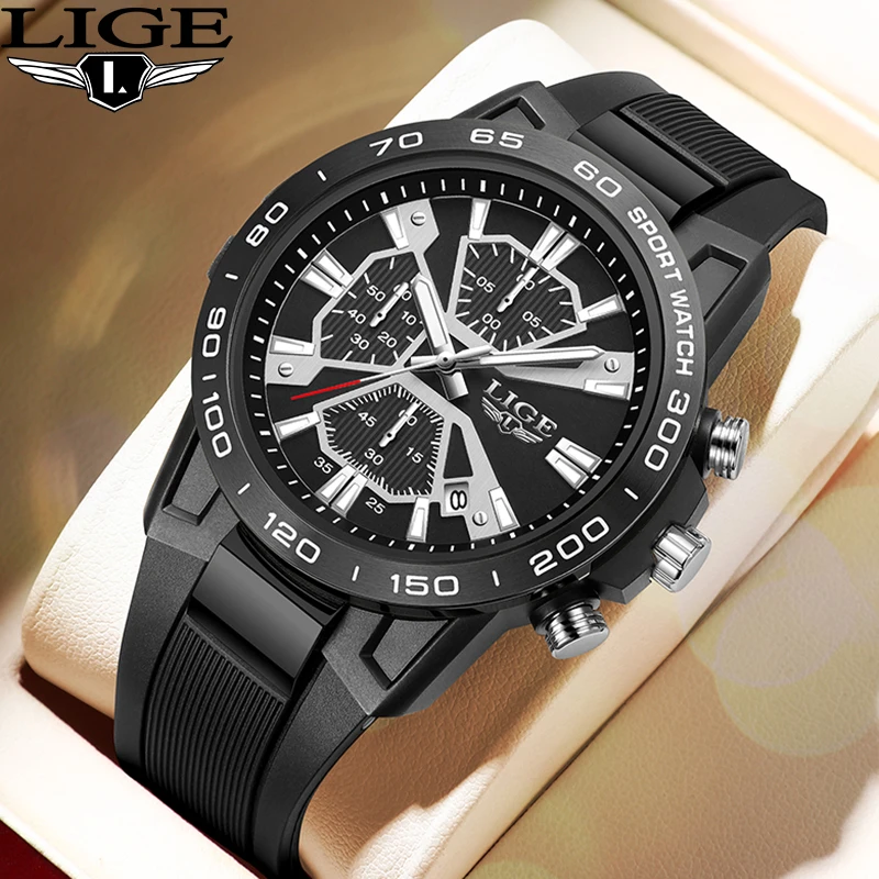 

LIGE Business Luxury Man Watch Fashion Silicone Gentlemen Quartz Watches for Men Casual Sport Waterproof Date Clock Wristwatches