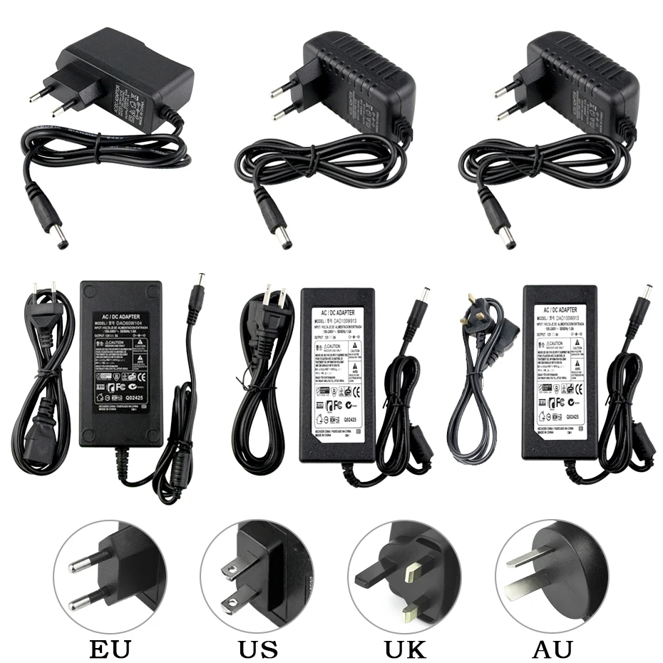 Universal Multi-Amp Power Supply Adapter for LED Strips - AC to DC Conversion