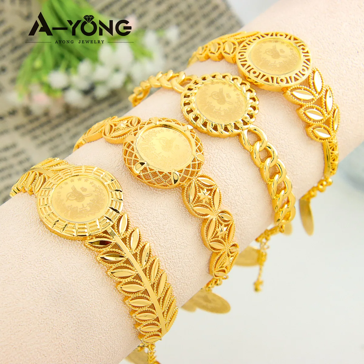 Jewellery Gold Coin Bracelet Designs Arabic Gold Plated Coins