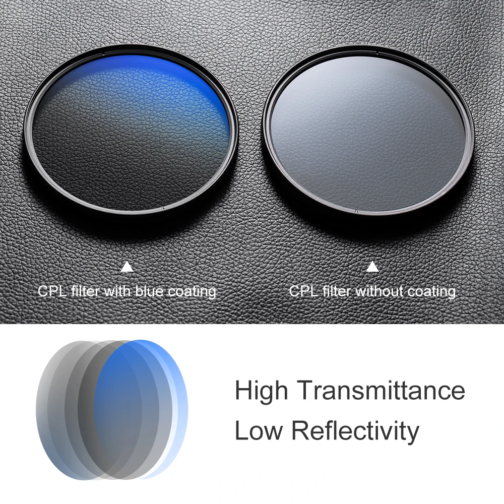 K&F Concept CPL Filter Camera Lens 49mm 55mm 58mm 67mm 77MM Ultra Slim Optics Multi Coated Circular Polarizer Polarized Filter
