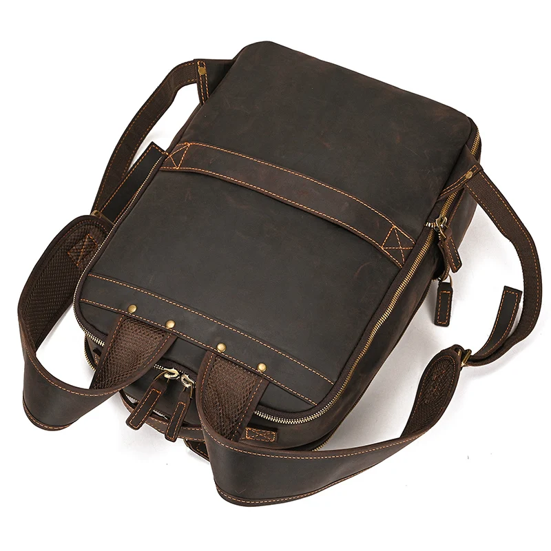 Womens Rustic Brown Leather Backpack Mens Purse