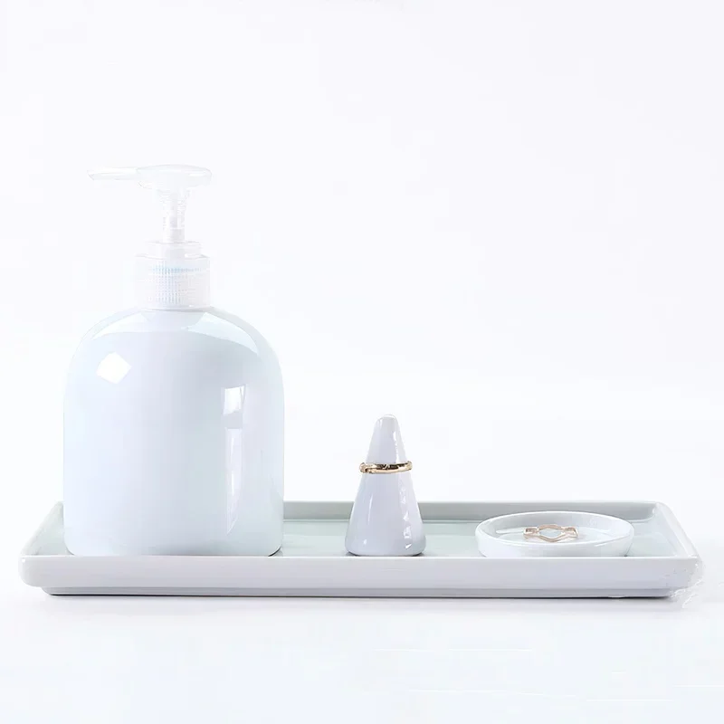 Japanese-style Rectangular Ceramic Tray Plate White Porcelain Rectangular Plate Mouthwash Cup Tray Bathroom Living Storage Tray 6