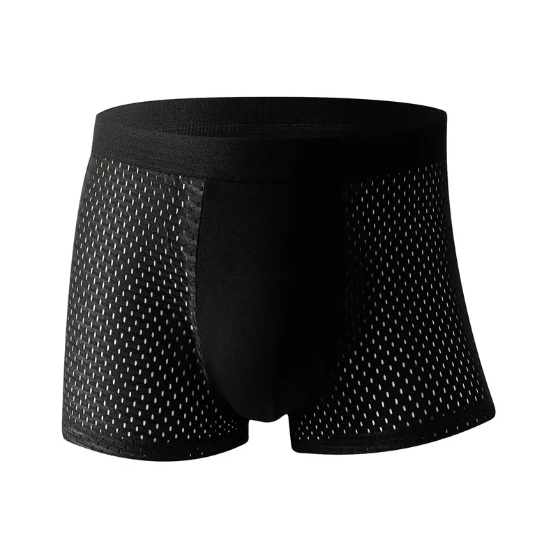 Men's Ice Silk Mesh Boxer Briefs Summer Thin Style Breathable Comfy Boxer Trunks Elastic Sports Antibacterial Breathable 4pcs