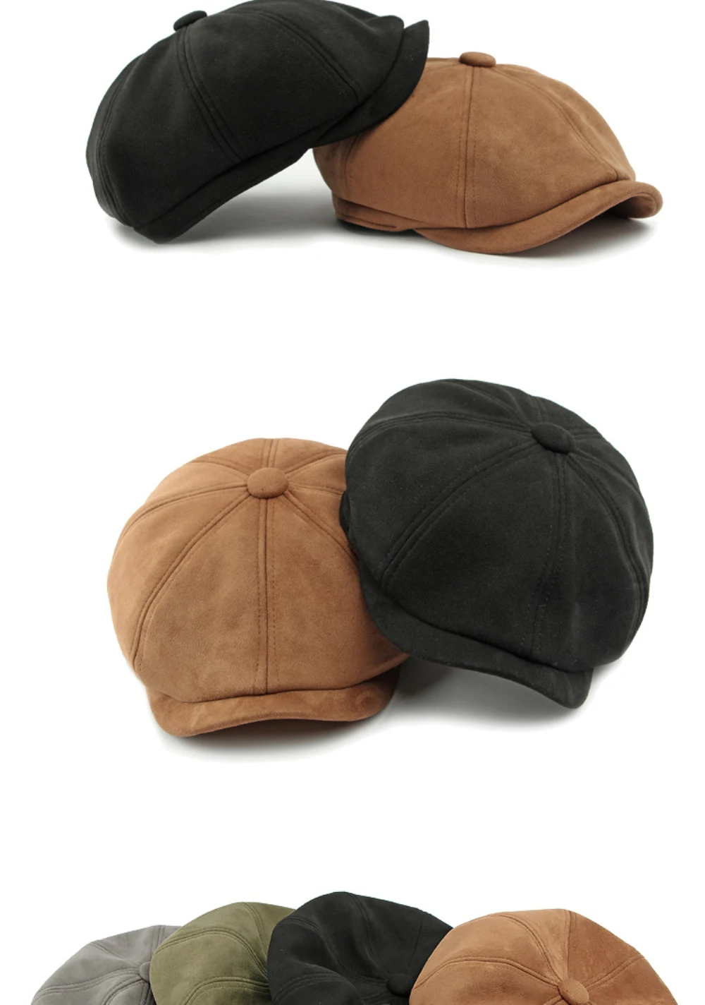 HT4580 Berets Männer Frauen Heißer Verkauf Wildleder Baskenmütze Kappe Solide Achteckige Flache Kappe Männlich Weiblich Herbst Winter Hut Künstler Maler Baskenmütze Hut – Detail 2