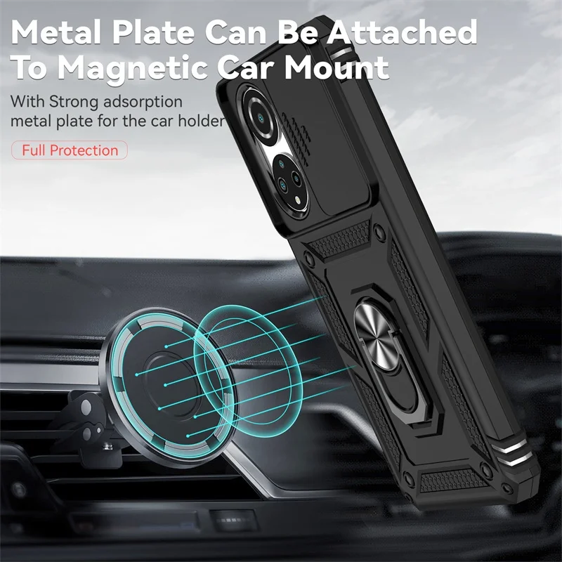 Enhanced Shockproof Armor Phone Case with Magnetic Holder and Lens Protector