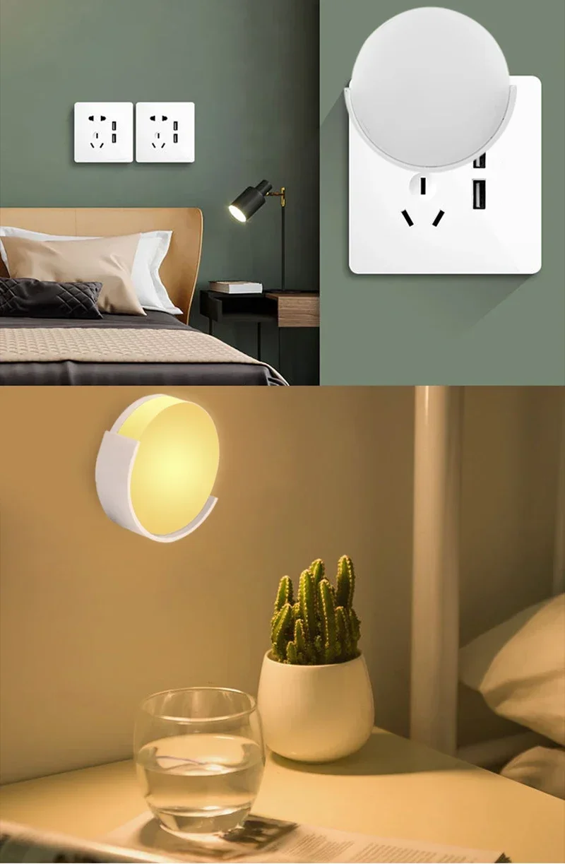 Description Picture 3 of itemLED Night Light Control Sensing Lamp EU Plug Night Light For Home Baby Children Living Room Bedroom Corridor Bathroom Night Lamp