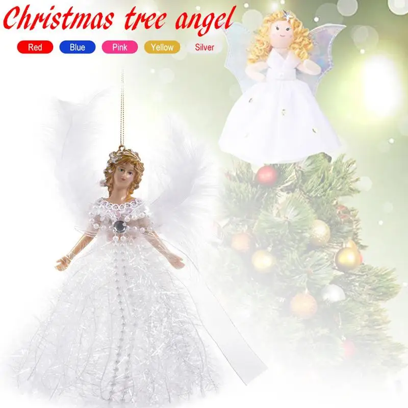 

Colorful Christmas Angel Pendant Christmas Tree Hanging Angels Ornaments Angel Topper With Wings For Christmas Tree Decoration