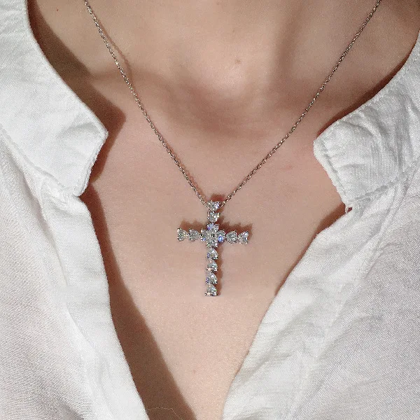 

DIWENFU 100% 925 Silver Cross Pendants for Women Natural Cubic Zircon Necklace Bizuteria Silver 925 Jewelry Bohemia Pendants Box