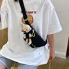 Kids New Fashion Canvas Waist Bags Letter Bear Large Capacity Designer Crossbody Belt Bags Banana Hip Money Pouch Chest Bags 2